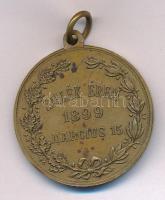 1899. "Petőfi - Bem / Emlék Érem 1899. március 15." kétoldalas bronz emlékérem füllel, mel...