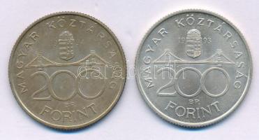 1993. 200Ft Ag "MNB" + 1994. 200Ft Ag "Deák" T:AU,XF Adamo F13, F13.1