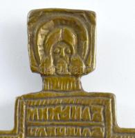 Krisztus a kereszten - ortodox feszület. Orosz, cca 19. sz. közepe, zománcozott bronz, 15x8,5 cm
