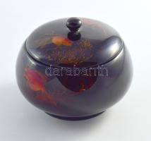 Aranyhal mintás lakkozott ékszeres doboz, jelzett, d: 10 cm