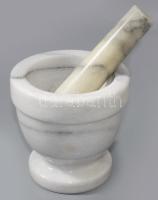 Márvány mozsár törővel, m: 10 cm, törő h: 13 cm