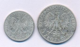 Lengyelország 1933. 5Zl Ag "Polonia" + 1934. 2Zl Ag "Polonia" T:F Poland 1933. 5 Złotych Ag "Polonia" + 1934. 2 Złotych Ag "Polonia" C:F Krause Y#20, Y#21