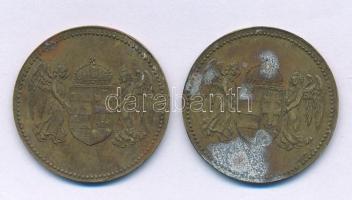 DN "Első Magyar Részvény Sörfőzde - Kőbánya" kétoldalas Cu zseton (2x), (28mm) T:XF,VF, ox...