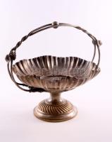 Kétrészes kínáló, asztalközép, ezüstözött alpakka 21 cm