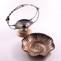 Kétrészes kínáló, asztalközép, ezüstözött alpakka 21 cm