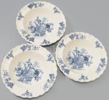 Bountiful 3 db angol fajansz tálka. Máz alatti kék festéssel.. jelzett, minimális kopással 15 cm