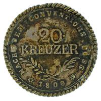 Ausztria / Tirol 1809. 20kr Ag "Andreas Hofer" Hall, foglalatban, brossá alakítva (br.:7,5...