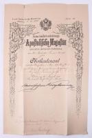 cca 1896-1918 Teszling József (1877-1960) császári és királyi ezredes kinevezési okmányai (kadét, ka...