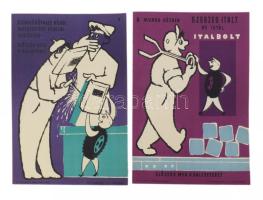 ca 1970 10 db balesetmegelőzési plakát 1-10. számokkal, gumi figurás rajzokkal. Nyomdakísérleti, pap...