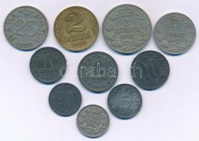 Jugoszlávia 1920. 5p Zn - 25p Cu-Ni (3xklf) + 1925. 50p Cu-Ni - 2D Cu-Ni (3xklf) + 1938. 2D Al-bronz + 1945. 50p Zn - 2D Zn (3xklf) T:XF,VF Yugoslavia 1920. 5 Para Zn - 25 Para Cu-Ni (3xdiff) + 1925. 50 Para Cu-Ni - 2 Dinara Cu-Ni (3xdiff) + 1938. 2 Dinara Al-bronze + 1945. 50 Para Zn - 2 Dinara Zn (3xdiff) C:XF,VF