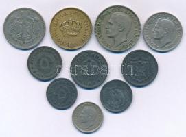 Jugoszlávia 1920. 5p Zn - 25p Cu-Ni (3xklf) + 1925. 50p Cu-Ni - 2D Cu-Ni (3xklf) + 1938. 2D Al-bronz...