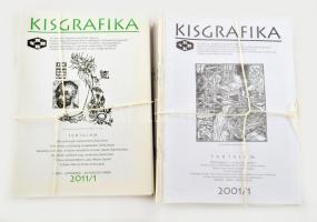 Kisgrafika folyóirat 2011/1-2020/4, komplett évfolyamok (2020/3 sz. hiányzik). Kiadói papírborítóban, jó állapotban.