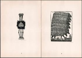 1966 Magyar Kisgrafika 1966. Bp., Kisgrafika Barátok Köre , 4 sztl. lev. + 10 db fa- és linómetszet ...