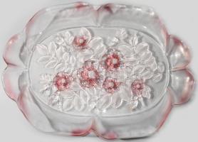 Részben színezett rózsamintás asztalközép kínáló, hibátlan, 40x29 cm