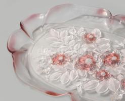 Részben színezett rózsamintás asztalközép kínáló, hibátlan, 40x29 cm