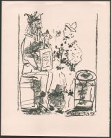 Pablo Picasso: Familie de saltimbanques c. képéhez készített vázlatáról készült ofszet nyomat. Jelzett a nyomaton 28x23 cm