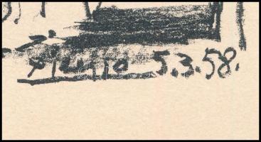 Pablo Picasso: Familie de saltimbanques c. képéhez készített vázlatáról készült ofszet nyomat. Jelze...