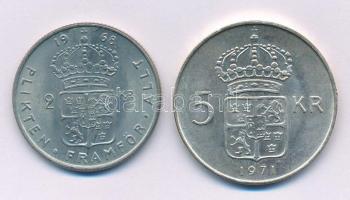 Svédország 1968U 2K Cu-Ni + 1971U 5K billon "VI. Gusztáv Adolf" T:AU
Sweden 1968U 2 Krono...