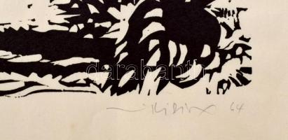 Olvashatatlan német jelzéssel: Zootreppe. Linómetszet, papír, jelzett, kétoldalas. 38x50 cm