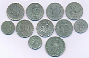 Svédország 1944-1958. 25ö billon - 1K billon (3xklf, 11db, mindegyik más évszám- vagy névérték) T:VF Sweden 1944-1958. 25 Öre billon - 1 Krone billon (3xdiff, 11pcs, all with different date- or value) C:VF