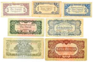 1944. 1P - 100P (7xklf) "A Vöröshadsereg Parancsnoksága" T:F,VG