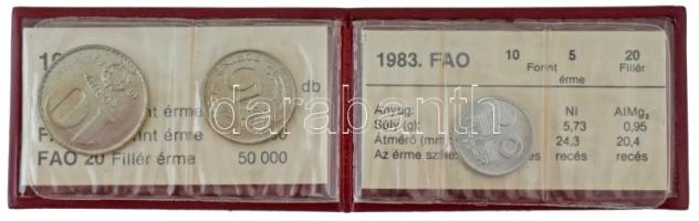 1983. 20f Al + 5Ft Ni + 10Ft Ni "FAO" sor, eredeti műbőr tokban, tanúsítvánnyal T:UNC Adamo EM69, EM70, EM71