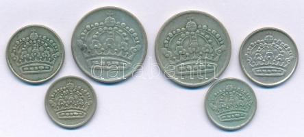 Svédország 1956. 10ö billon - 50ö billon (3xklf) + 1958. 10ö billon - 50ö billon (3xklf) T:VF
Swede...