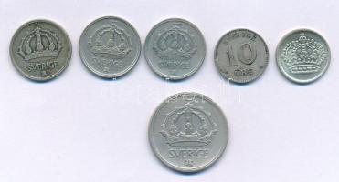 Svédország 1936-1959. 10ö Ag - 50ö billon (3xklf, 6db, mindegyik más évszám- vagy névérték) T:XF,VF,...