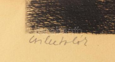 Kunt Ernő (1920-1994): Csilletolók 1955. Rézkarc, papír. Jelzett 17x21 cm Üvegezett keretben