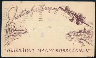 1931 Justice for Hungary légi képeslap az Egyesült Államokból Nyíregyházára, alkalmi bélyegzéssel / ...