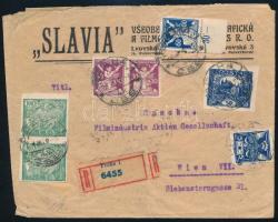 1920 Ajánlott levél 8 db bélyeggel Bécsbe / Registered cover with 8 stamps to Vienna