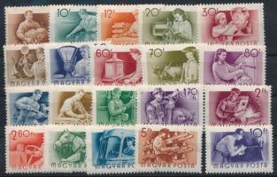 1955 Munka sor (min 15.000) (2Ft rozsda, 10Ft ránc) / Mi 1426-1445 (2Ft stain, 10Fr crease)