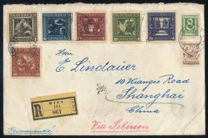 1926 Ajánlott levél Shanghaiba, Nibelung sorral / Registered cover to Shanghai with set Mi 488-493