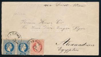 1869 5kr + 2 x 10kr levélen Galíciából Egyiptomba / cover from Galicia to Egypt