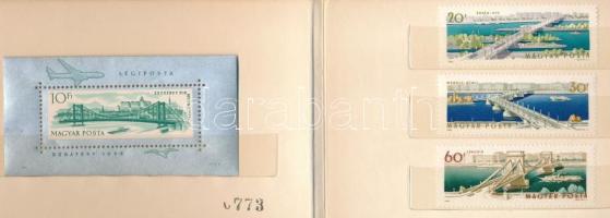 1964 Budapest hídjai sor + Erzsébet híd blokk a Magyar Posta 773. sorszámú ajándék emlékkönyvében