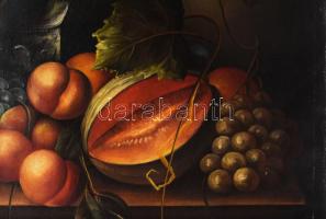 Jelzés nélkül: Csendélet dinnyékkel. Olaj, vászon, 50x40 cm