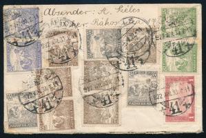 1922 Levél Svájcba sok bélyeges bérmentesítéssel / Cover to Switzerland with 14 stamps franking