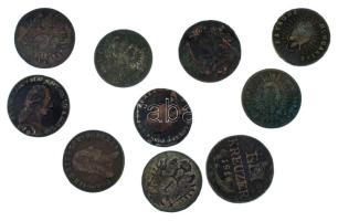 1763-1851. 10db-os Habsburg Cu érmetétel T:VF,F