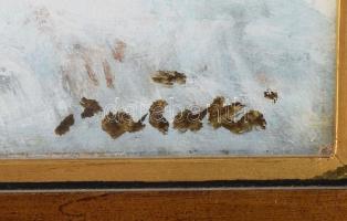 Pataki József (1928-1995): Téli táj. Olaj, farost. Jelzett. Hátoldalán a művész autográf aláírásával...