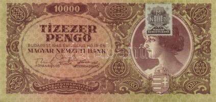 1945. 10.000P bélyeggel (2x) egymásutáni sorszámokkal T:II+ Bal szélen egyszer hajtva, alig látható töréssel!