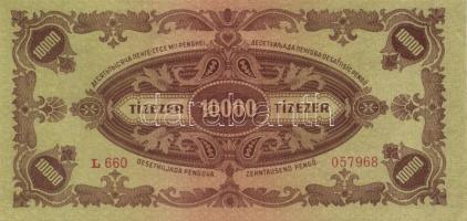 1945. 10.000P bélyeggel (2x) egymásutáni sorszámokkal T:II+ Bal szélen egyszer hajtva, alig látható ...