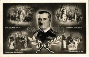 1943 Horthy Miklós 75 éves, bevonulás: Budapest, Komárom, Kolozsvár, Szabadka / 75th birthday of regent Horthy, entry of the Hungarian troops: Budapest, Komárno, Cluj, Subotica + "1943 Magyarország Kormányzójának 75. születésnapja Kolozsvár" So. Stpl (EK)