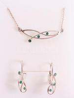 Bartha Mariann ötvösművész ezüst (Ag) nyaklánc és fülbevaló szett, jelzett, bruttó 5,4g