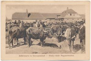 Nagyszeben, Hermannstadt, Sibiu; Bivaly vásár, erdélyi folklór. Jos. Drotleff Nr. 419. 1917. / oxen market, Transylvanian folklore (EK)