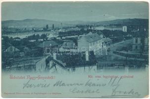 1900 Nagyenyed, Aiud; Kir. országos fegyintézet a gyáraival, börtön este holdfényben / prison at night in moonlight, with its factories (EM)