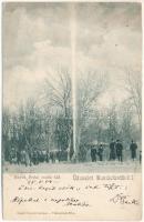 1904 Buziásfürdő, Baile Buzias; Szent Antal csodakút télen. Nosek Gusztáv kiadása / mineral spring well in winter (ázott / wet damage)