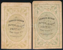 cca 1865 Anyák gyermekeikkel, 2 db vizitkártya Heinrich Weinem pesti műterméből (,,Heinrich Weinem P...