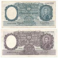 Argentína DN(1963-1964) 500P + DN(1967-1969) 1000P T:F, egyik szép papír Argentina ND(1963-1964) 500 Pesos + ND(1967-1969) 1000 Pesos C:F, one of them fine paper Krause P#273, P#279