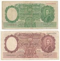 Argentína DN(1949-1953) 50P + 100P T:F,VG Argentina ND(1949-1953) 50 Pesos + 100 Pesos C:F,VG Krause P#266, P#267