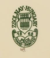 Zsolnay 3 darab ékszeres tálka, közte pillangó mintás, jelzett, hibátlan, d: 8,5 cm, h: 11,5 cm